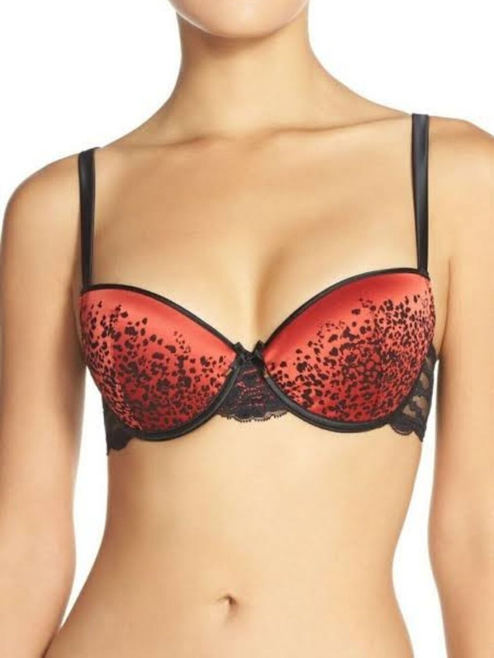 CHANTELLE Satine Demi T-Shirt Bra Red & Black** 34DDD
